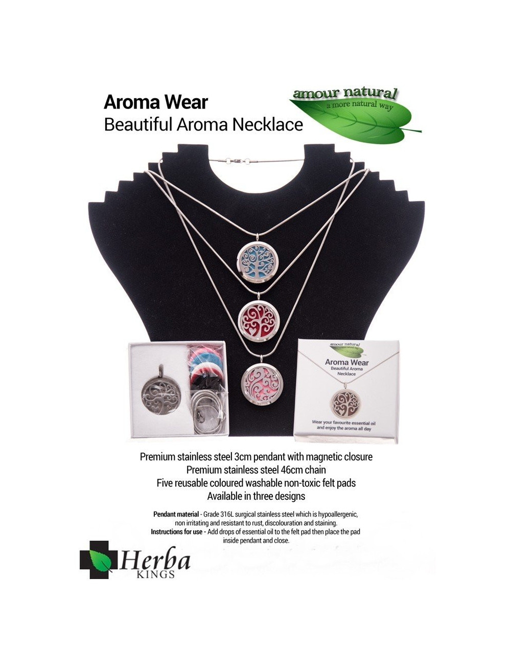 Aromatherapy Necklace model nr2 "Tree with Heart"