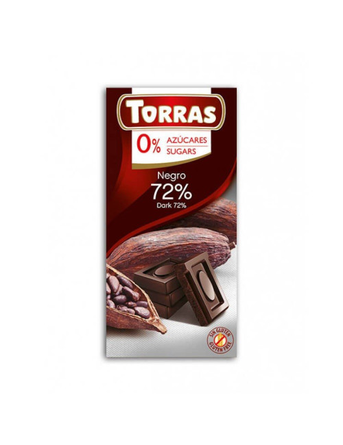 Torras Dark Chocolate 72% Cocoa Sugar Free & Gluten Free 75g