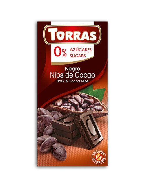 Torras Dark Chocolate with Cocoa Beans Sugar Free & Gluten Free 75g