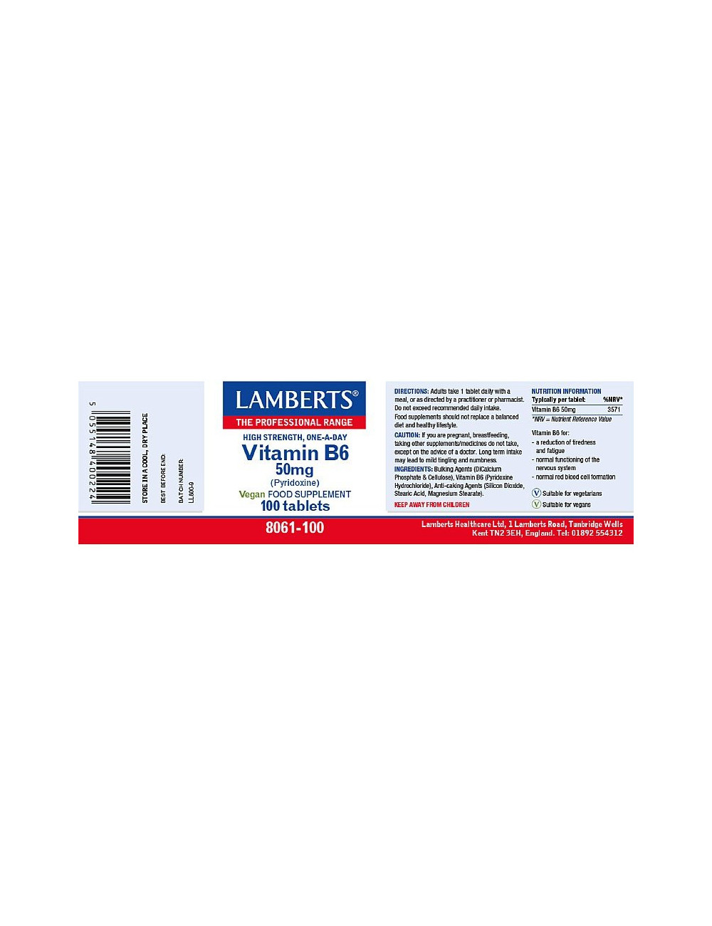 Vitamin B6 50mg 100 tablets