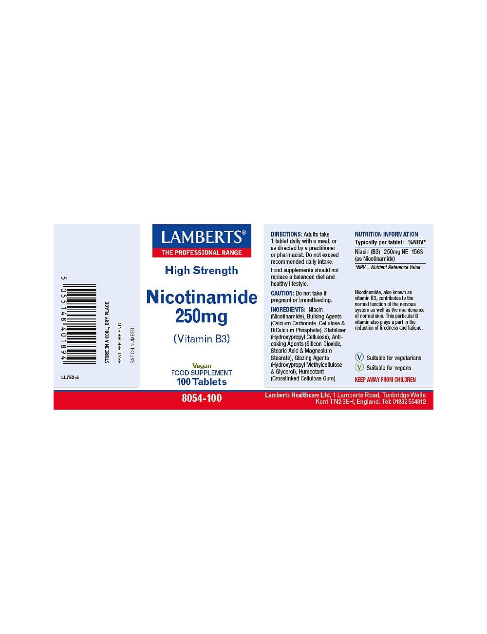 Nicotinamide (B3) 250mg Lamberts
