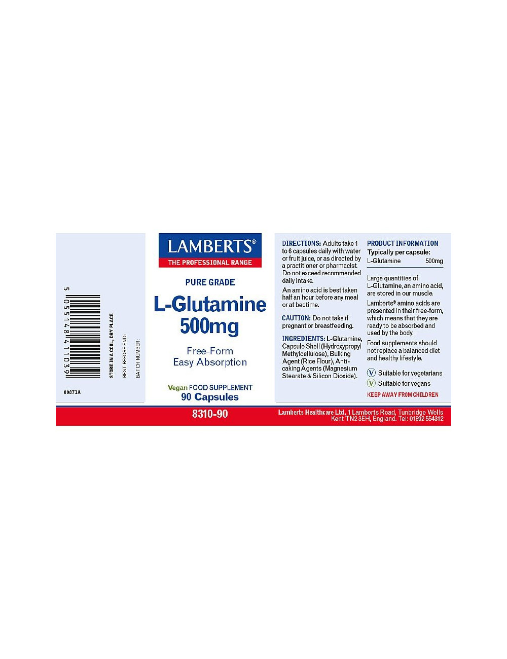 L-Glutamine 500mg Lamberts