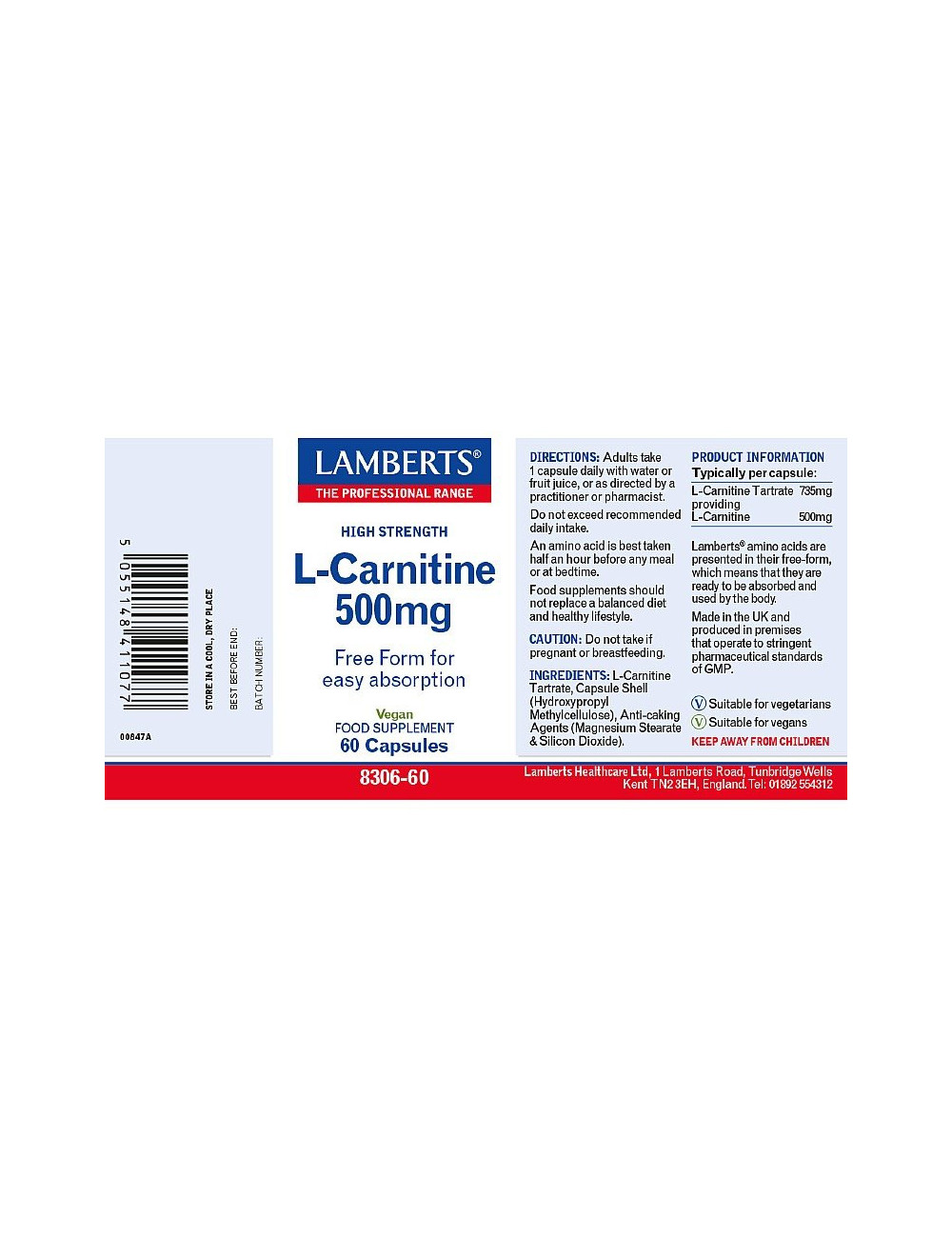 L-Carnitine 500mg Lamberts