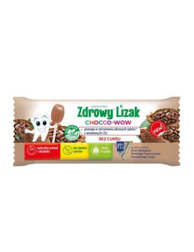 Healthy Lollipop with vitamin D3 and K2, Chocco, 6g / Zdrowy lizak